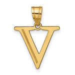 Load image into Gallery viewer, 14K Yellow Gold Polished Etched Letter V Initial Pendant