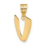 Load image into Gallery viewer, 14K Yellow Gold Polished Script Letter V Initial Pendant
