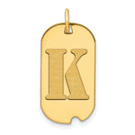 Load image into Gallery viewer, 14K Yellow Gold Polished Letter K Initial Dog Tag Pendant