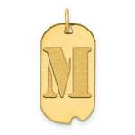 Load image into Gallery viewer, 14K Yellow Gold Polished Letter M Initial Dog Tag Pendant