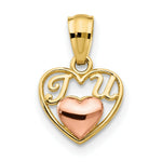 Load image into Gallery viewer, 14K Two-tone Gold Mini I Love U Charm