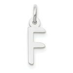 Load image into Gallery viewer, 14K White Gold Small Slanted Block Initial Letter F Charm Pendant