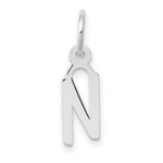Load image into Gallery viewer, 14K White Gold Small Slanted Block Initial Letter N Charm Pendant