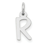 Load image into Gallery viewer, 14K White Gold Small Slanted Block Initial Letter R Charm Pendant