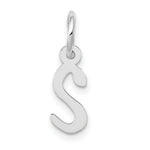 Load image into Gallery viewer, 14K White Gold Small Slanted Block Initial Letter S Charm Pendant