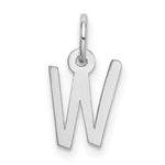 Load image into Gallery viewer, 14K White Gold Small Slanted Block Initial Letter W Charm Pendant