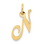 Load image into Gallery viewer, 14K Yellow Gold Small Fancy Script Initial Letter N Charm