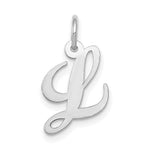 Load image into Gallery viewer, 14K White Gold Small Fancy Script Initial Letter L Charm Pendant
