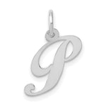 Load image into Gallery viewer, 14K White Gold Small Fancy Script Initial Letter P Charm Pendant