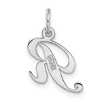 Load image into Gallery viewer, 14K White Gold Small Fancy Script Initial Letter R Charm Pendant
