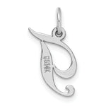 Load image into Gallery viewer, 14K White Gold Small Fancy Script Initial Letter T Charm Pendant