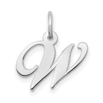 Load image into Gallery viewer, 14K White Gold Small Fancy Script Initial Letter W Charm Pendant