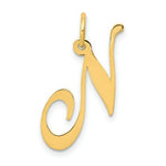 Load image into Gallery viewer, 14K Yellow Gold Medium Fancy Script Initial Letter N Charm Pendant