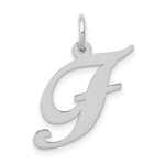 Load image into Gallery viewer, 14K White Gold Medium Fancy Script Initial Letter F Charm Pendant