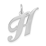 Load image into Gallery viewer, 14K White Gold Medium Fancy Script Initial Letter H Charm Pendant