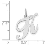 Load image into Gallery viewer, 14K White Gold Medium Fancy Script Initial Letter K Charm Pendant