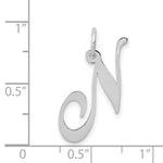 Load image into Gallery viewer, 14K White Gold Medium Fancy Script Initial Letter N Charm Pendant