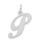 Load image into Gallery viewer, 14K White Gold Medium Fancy Script Initial Letter P Charm Pendant