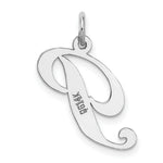 Load image into Gallery viewer, 14K White Gold Medium Fancy Script Initial Letter P Charm Pendant