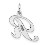 Load image into Gallery viewer, 14K White Gold Medium Fancy Script Initial Letter R Charm Pendant