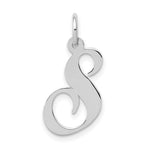 Load image into Gallery viewer, 14K White Gold Medium Fancy Script Initial Letter S Charm Pendant