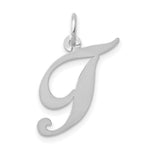 Load image into Gallery viewer, 14K White Gold Medium Fancy Script Initial Letter T Charm Pendant