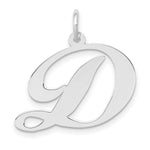 Load image into Gallery viewer, 14K White Gold Large Fancy Script Initial Letter D Charm Pendant