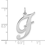 Load image into Gallery viewer, 14K White Gold Large Fancy Script Initial Letter F Charm Pendant