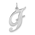 Load image into Gallery viewer, 14K White Gold Large Fancy Script Initial Letter F Charm Pendant