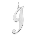 Load image into Gallery viewer, 14K White Gold Large Fancy Script Initial Letter J Charm Pendant