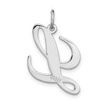 Load image into Gallery viewer, 14K White Gold Large Fancy Script Initial Letter L Charm Pendant
