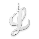 Load image into Gallery viewer, 14K White Gold Large Fancy Script Initial Letter L Charm Pendant