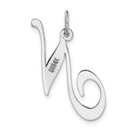 Load image into Gallery viewer, 14K White Gold Large Fancy Script Initial Letter N Charm Pendant