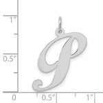Load image into Gallery viewer, 14K White Gold Large Fancy Script Initial Letter P Charm Pendant