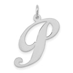 Load image into Gallery viewer, 14K White Gold Large Fancy Script Initial Letter P Charm Pendant