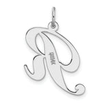 Load image into Gallery viewer, 14K White Gold Large Fancy Script Initial Letter R Charm Pendant