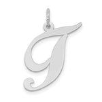 Load image into Gallery viewer, 14K White Gold Large Fancy Script Initial Letter T Charm Pendant