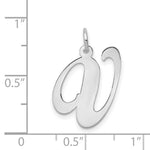 Load image into Gallery viewer, 14K White Gold Large Fancy Script Initial Letter V Charm Pendant