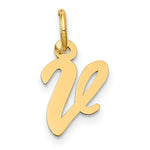 Load image into Gallery viewer, 14K Yellow Gold Small Script Initial Letter V Charm Pendant