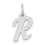 Load image into Gallery viewer, 14K White Gold Small Script Initial Letter R Charm Pendant