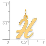 Load image into Gallery viewer, 14K Yellow Gold Medium Script Initial Letter H Charm Pendant