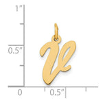 Load image into Gallery viewer, 14K Yellow Gold Medium Script Initial Letter V Charm Pendant