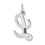 Load image into Gallery viewer, 14K White Gold Medium Script Initial Letter L Charm Pendant
