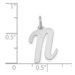 Load image into Gallery viewer, 14K White Gold Medium Script Initial Letter N Charm Pendant