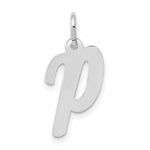 Load image into Gallery viewer, 14K White Gold Medium Script Initial Letter P Charm Pendant