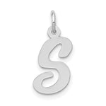 Load image into Gallery viewer, 14K White Gold Medium Script Initial Letter S Charm Pendant