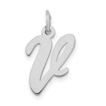 Load image into Gallery viewer, 14K White Gold Medium Script Initial Letter V Charm Pendant