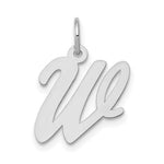 Load image into Gallery viewer, 14K White Gold Medium Script Initial Letter W Charm Pendant