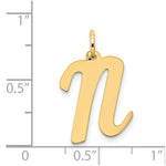 Load image into Gallery viewer, 14K Yellow Gold Large Script Initial Letter N Charm Pendant