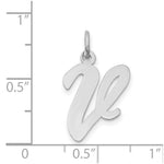 Load image into Gallery viewer, 14K White Gold Large Script Initial Letter V Charm Pendant